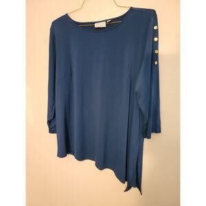 Joan Rivers XL Blue Top 3/4 sleeve